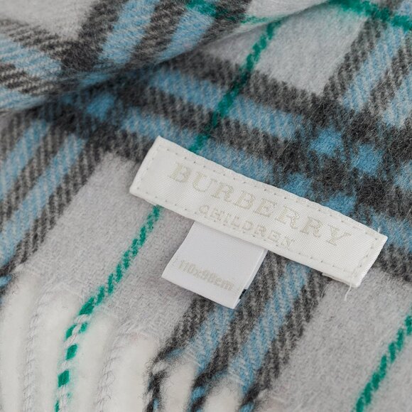 Burberry Light Blue Plaid Cashmere Scarf - Picture 4 of 7